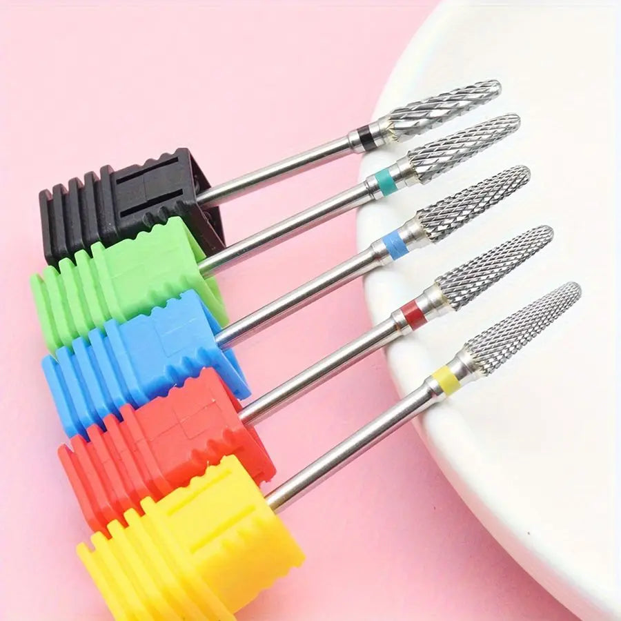 FUMOSIK Tungsten Carbide Bullet Nail Drill Bit 3/32 Manicure Nail Drill Bit QXL
