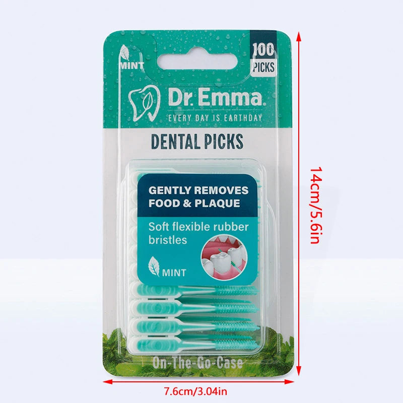 100-Pack Silicone Interdental Brushes | Between-Teeth Cleaner Interdental Brush QXL 100 Pcs Brush