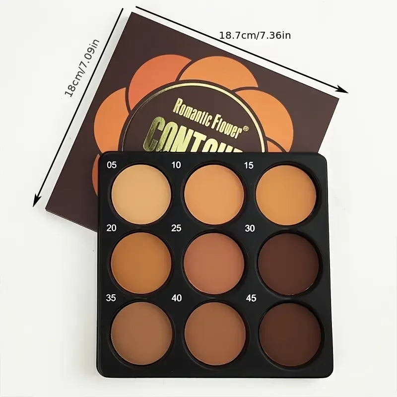 9-Color Dark Bronze Contour & Foundation Palette | Matte Finish Foundation Contour Palette QXL