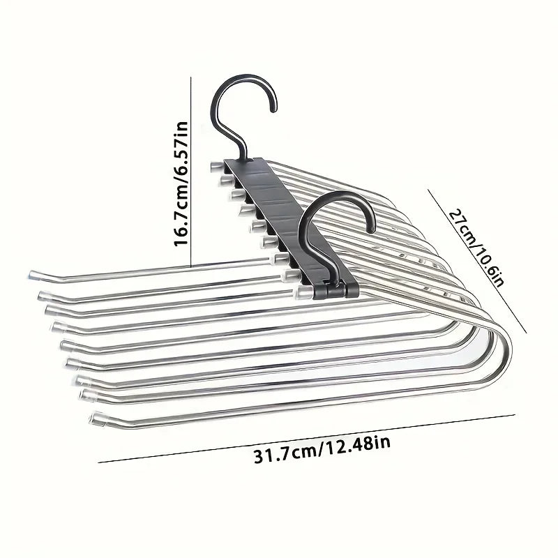 9-Tier Stainless Steel Pants Hanger | Space-Saving Closet Organizer Pants Hanger Organizer QXL