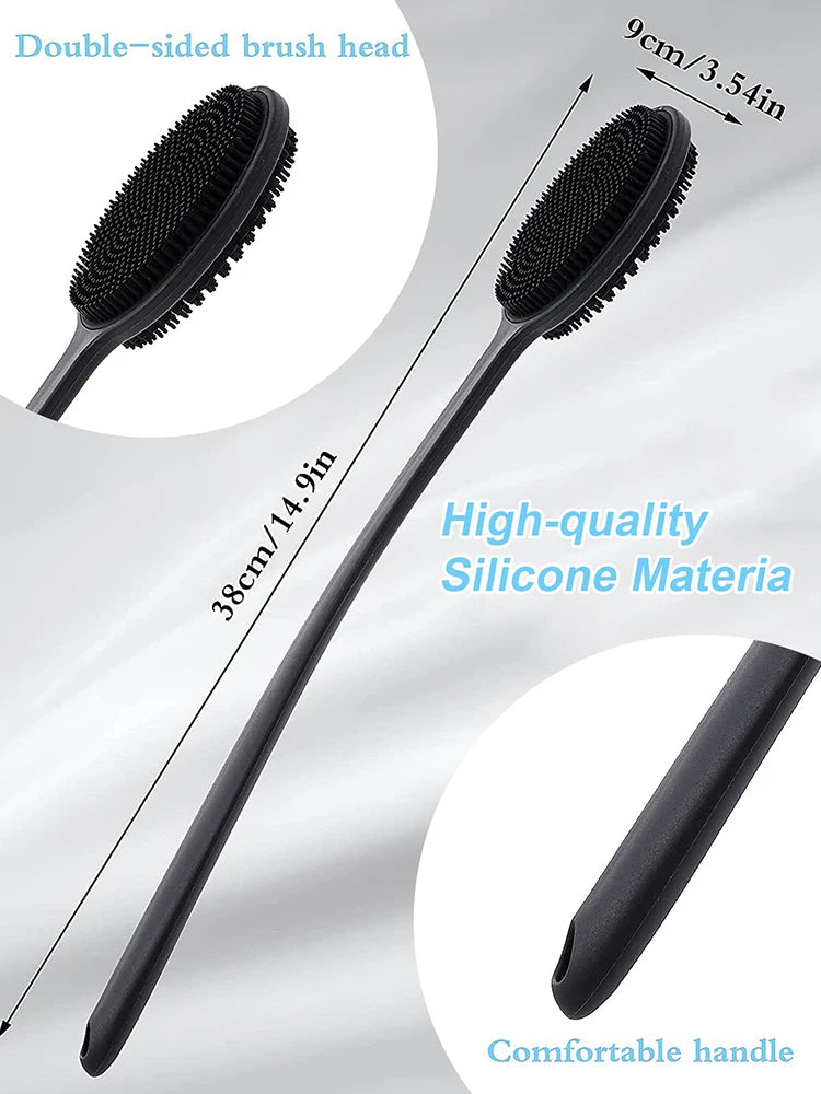 Long Handle Bath Brush & Scalp Massage Shampoo Brush Set 2-Pc Bath Brush Set QXL