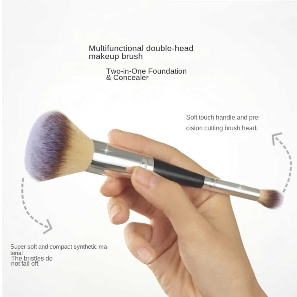 Dual-Ended Foundation & Concealer Brush | Synthetic Bristles Dual-Ended Makeup Brush QXL