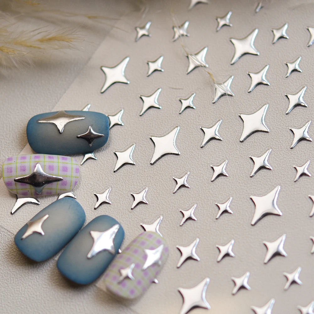 5D Red Star Nail Art Stickers | Metallic Glitter Decals – NAILFYOU Nail Art Sticker QXL