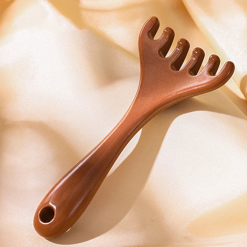 Sandalwood Deer Antler Scalp Massager & Gua Sha Wide Tooth Comb Scalp Massager Comb QXL