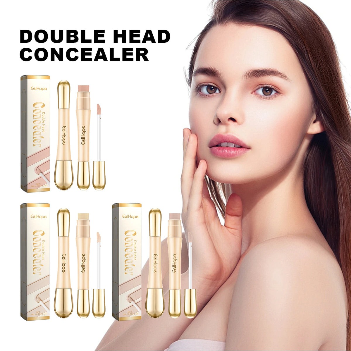 Eelhope Double-Head Waterproof Concealer | Full Coverage Cream Concealer QXL