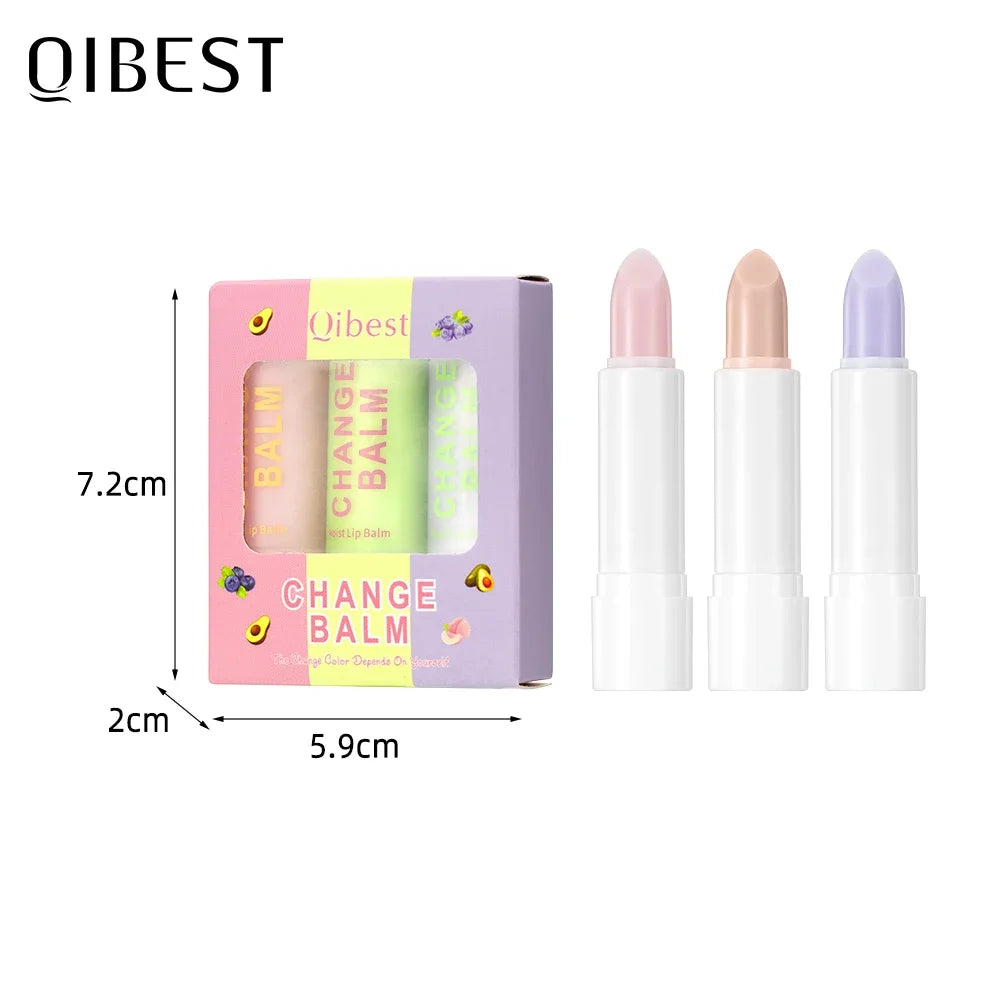 QiBest 3-Pc Color Changing Tinted Lip Balm Set | Moisturising Tinted Lip Balm Set QXL