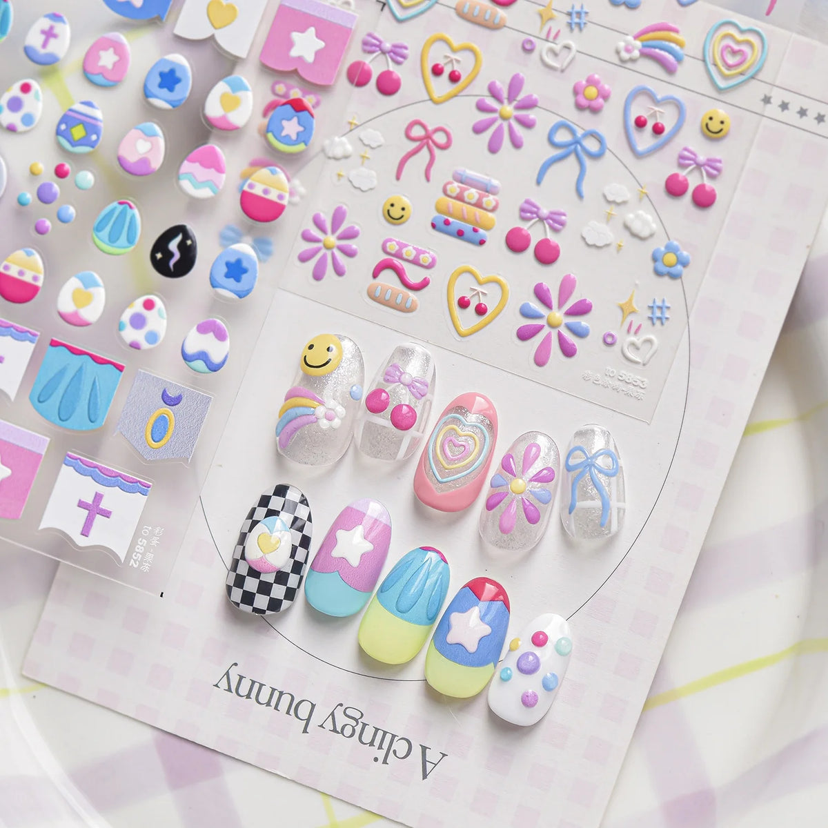 5D Nail Stickers Cute Graffiti Candy Floral Self-Adhesive Decals Nail Art Stickers QXL