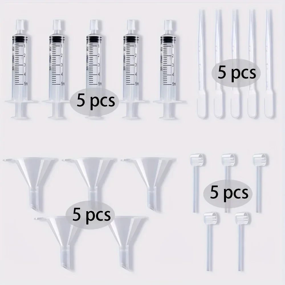 20/40-Pc Cosmetic Transfer Kit – Pipette, Dropper & Funnel Cosmetic Transfer Kit QXL Plastic M400 20pcs