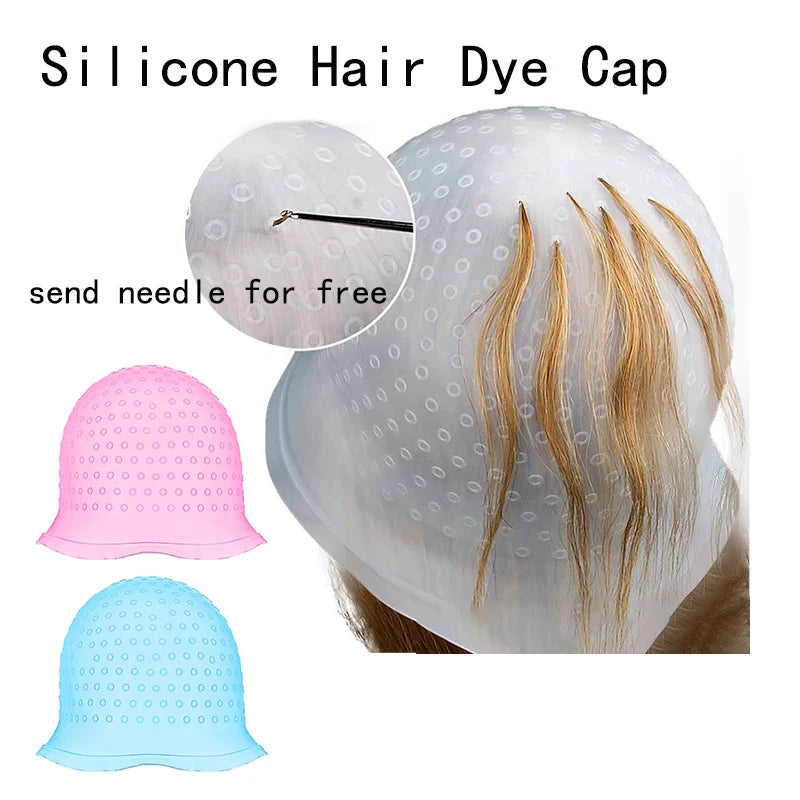 Reusable Silicone Hair Highlight Cap with Hook Needle Hair Highlighting Cap QXL