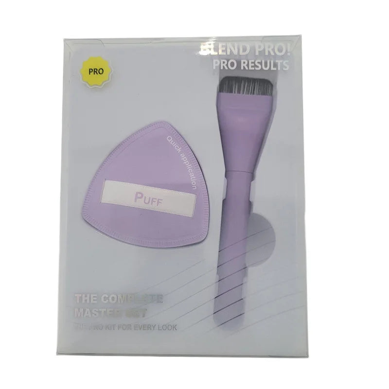 Flat-Head Foundation Brush & Marshmallow Puff Set | Dry & Wet Foundation Brush Set QXL