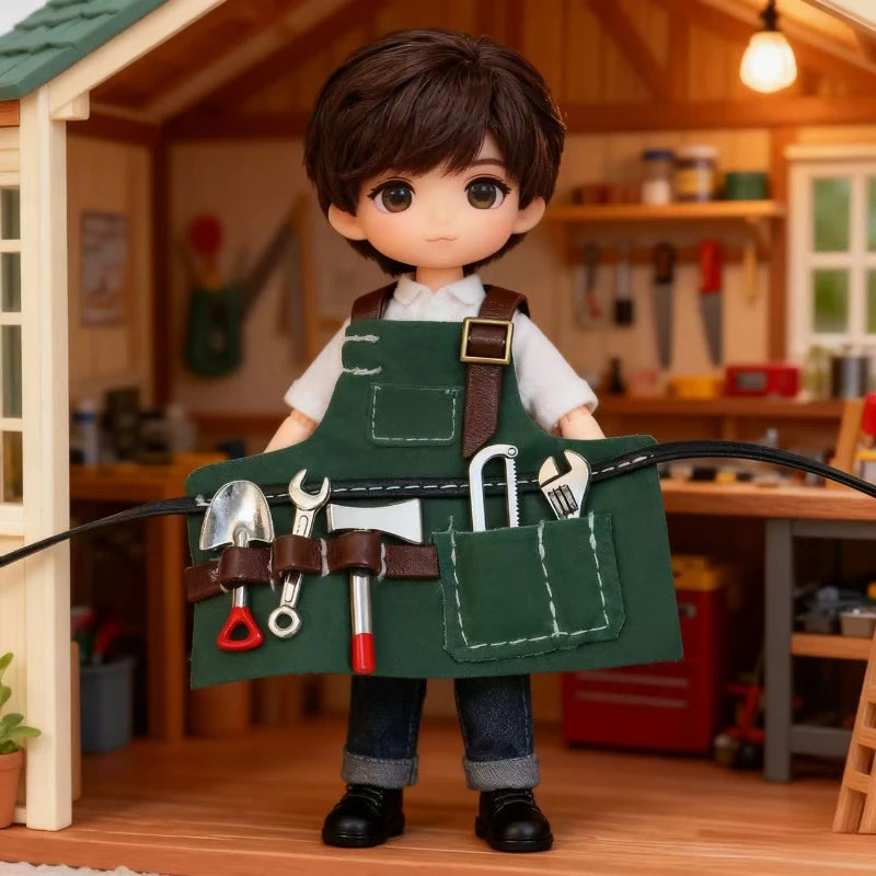 1:12 Miniature Tool Set & Doll Apron | Dollhouse Accessories Dollhouse Miniature Set QXL