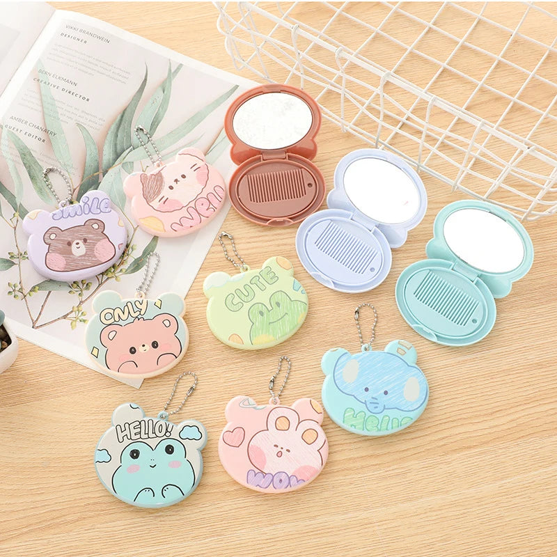 Cartoon Mini Comb with Mirror | Portable Kids Folding Comb Mini Folding Comb QXL