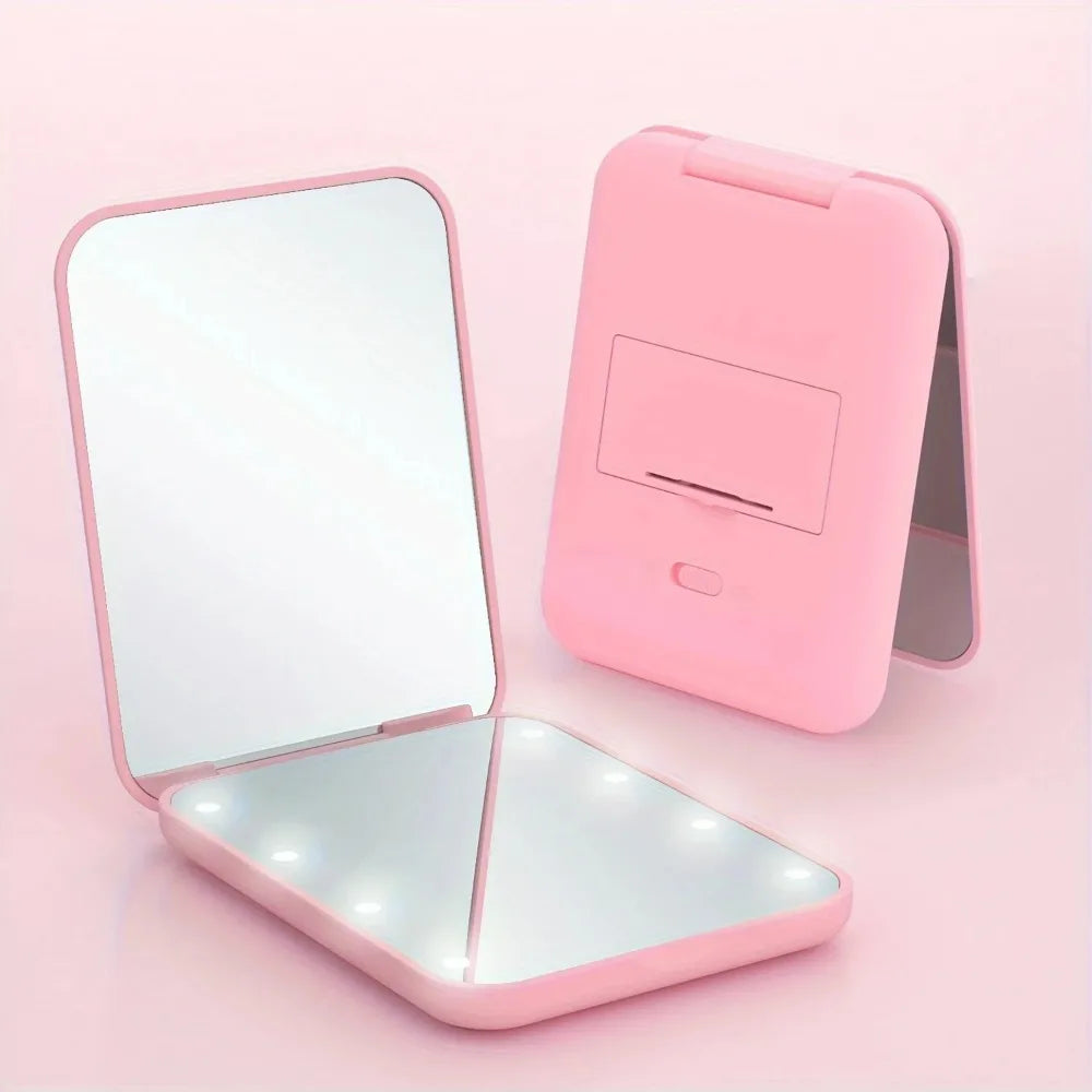 Mini LED Lighted Compact Mirror | 1X/3X Magnifying Travel Lighted Compact Mirror QXL