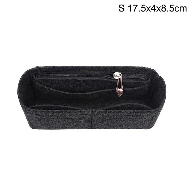 Felt Insert Bag Organizer | Multi-Pocket Handbag Liner Handbag Insert Organizer QXL Black S