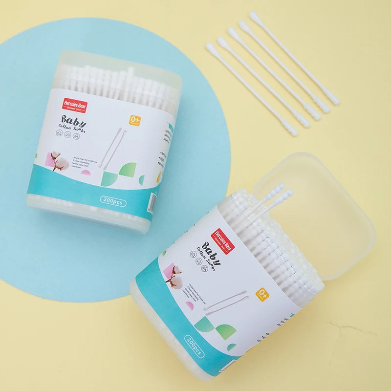 200-Pack Baby Ear Cleaning Cotton Swabs | Double-Ended Baby Cotton Swabs QXL