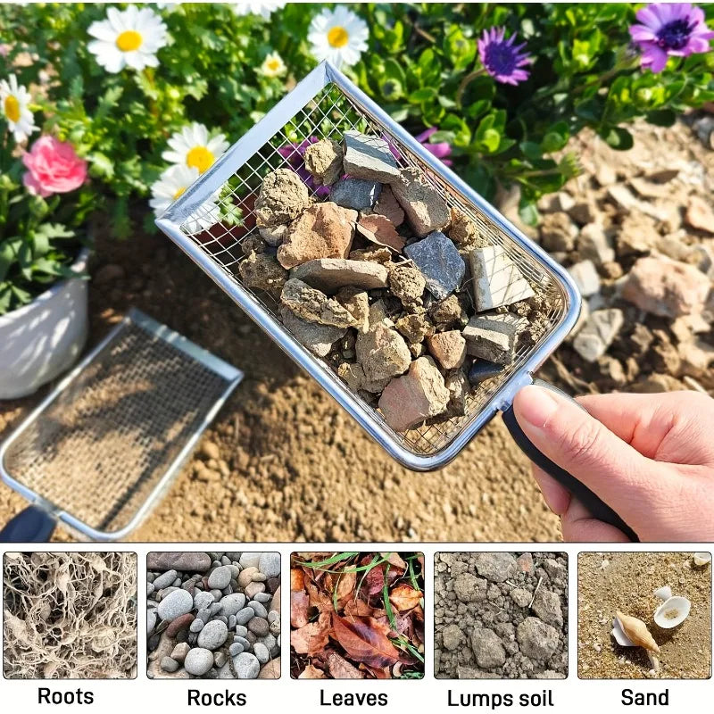 Garden Sand & Compost Sieve with Handle | One-Handed Garden Sieve QXL