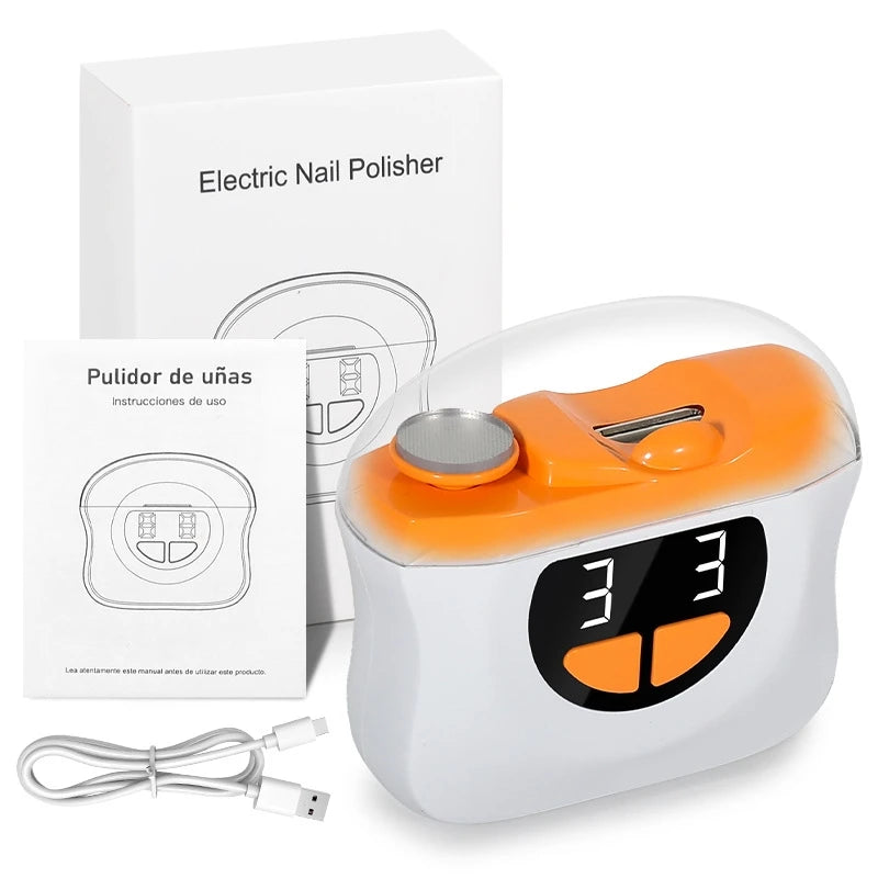 Portable Electric Nail File & Clipper Kit with LED Light Electric Nail Kit QXL orange