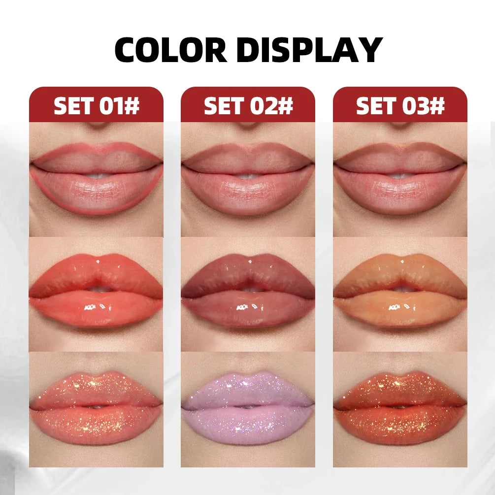QiBest 3-Pack Lip Set | Shimmer Oil, Liner & Butter Gloss Lip Gloss Set QXL