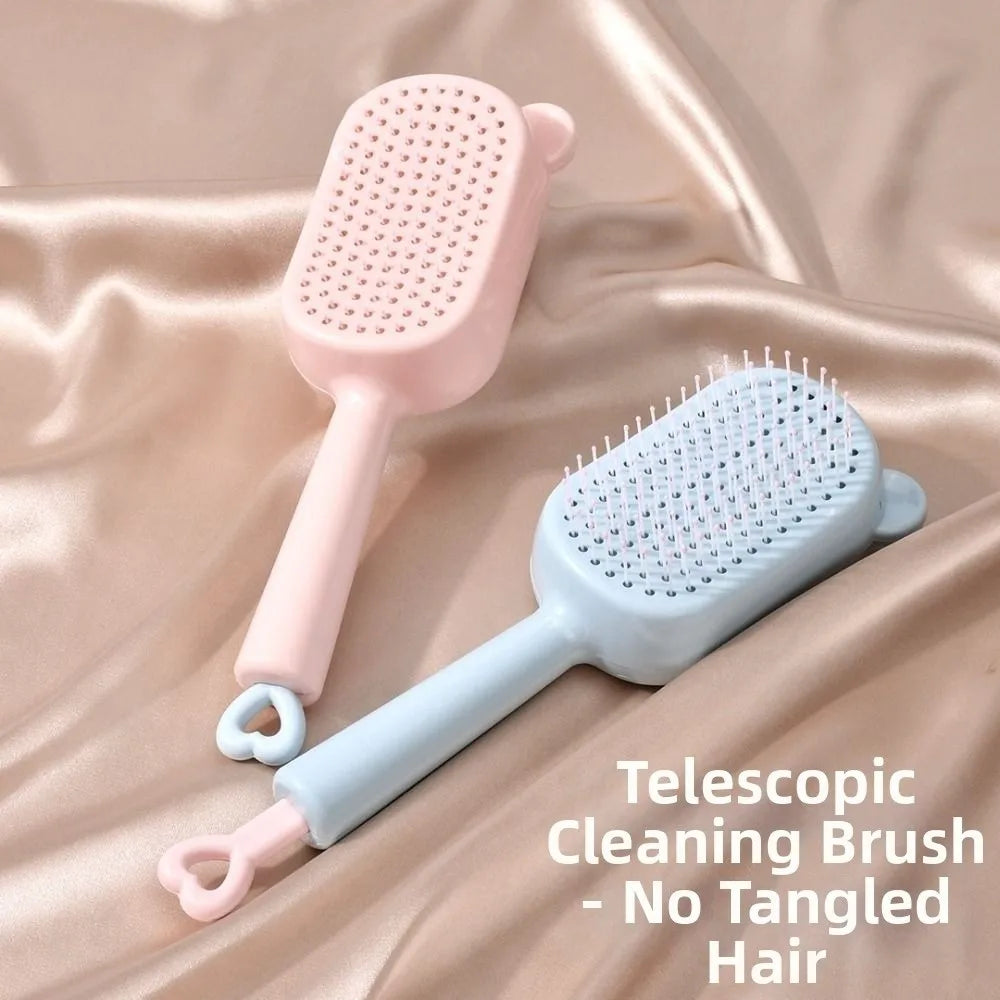 Self-Cleaning Retractable Hair Brush | Anti-Static Scalp Massager Scalp Massage Brush QXL