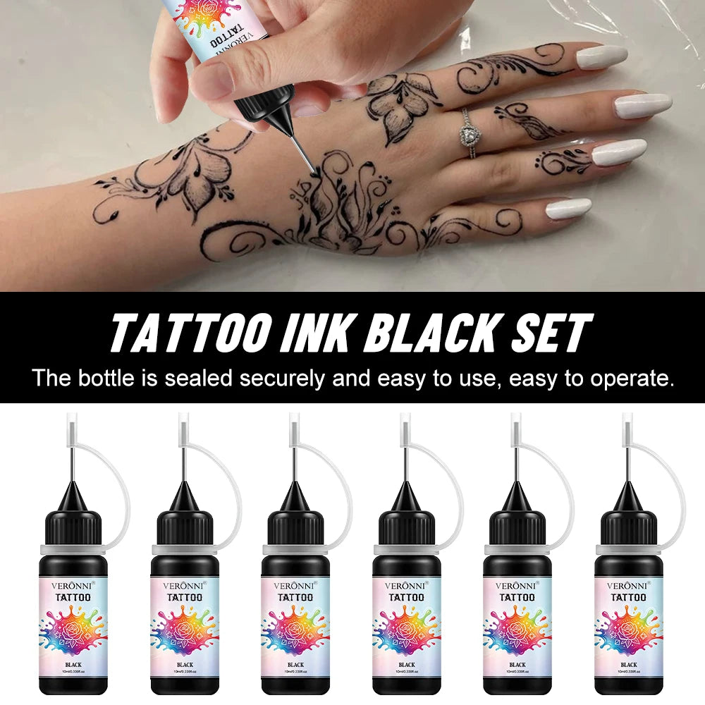 Temporary Tattoo Gel Kit with Stencils | DIY Body Art Set Temporary Tattoo Kit QXL