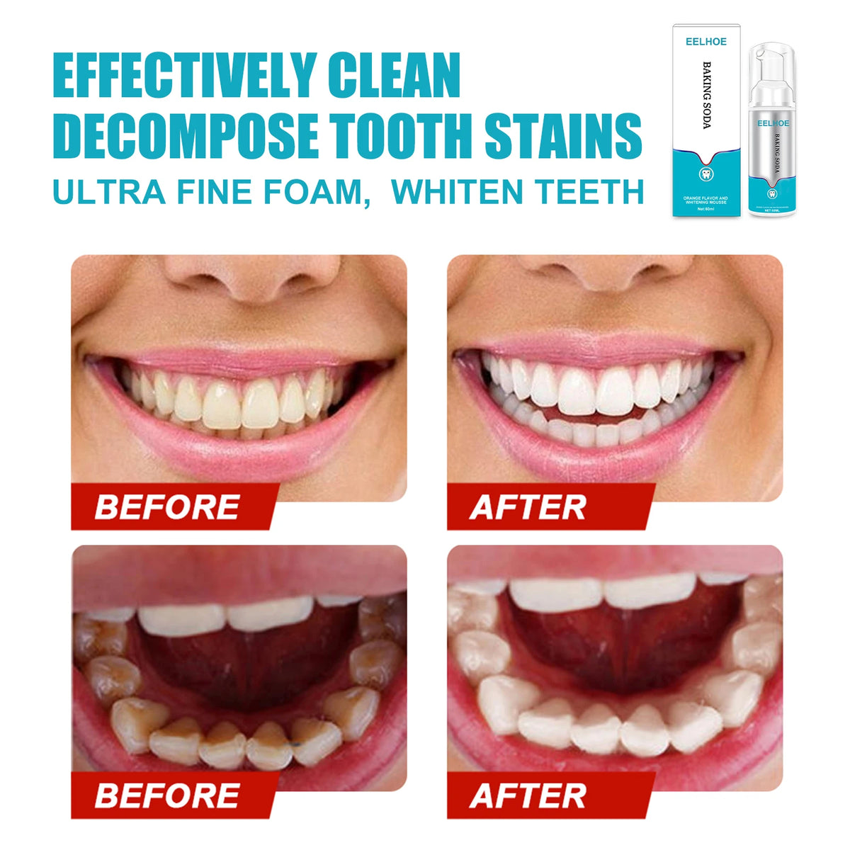 Eelhoe Mint Whitening Foam Mousse Toothpaste | 60ml Pump Whitening Foam Toothpaste QXL