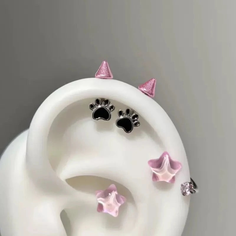 Cat Paw Devil Stud Earrings | Gothic Y2K Zinc Alloy Studs Stud Earrings QXL