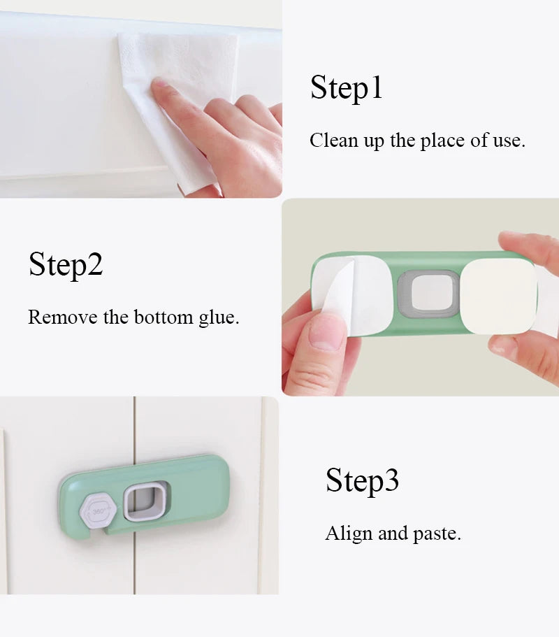 3-Pack Baby Safety Cabinet & Fridge Locks | Child-Proof Latch Baby Safety Lock QXL