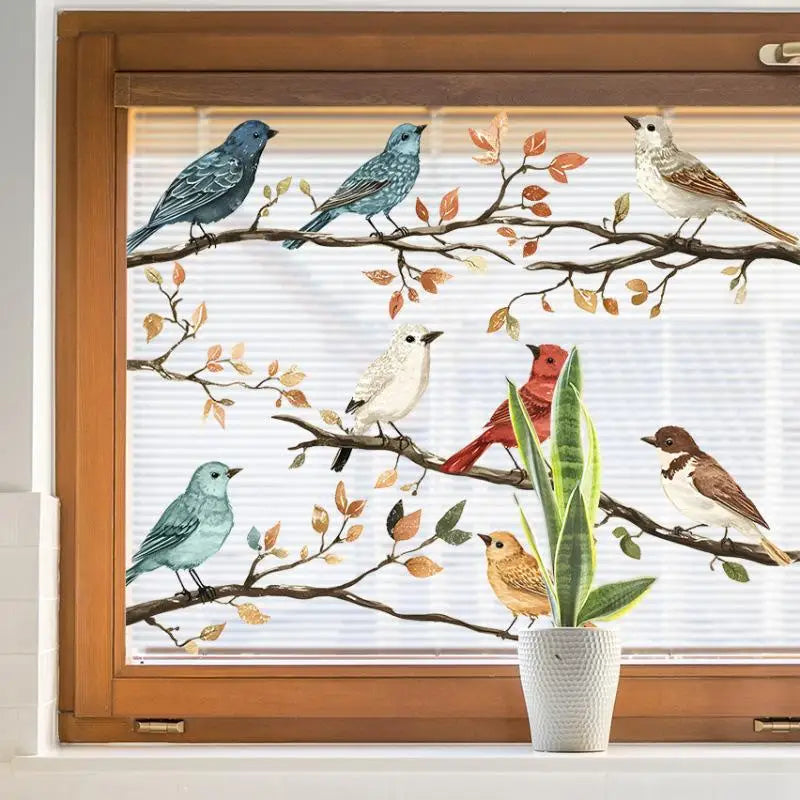 Watercolor Bird & Branches Removable Wall & Window Decal Wall Decal Sticker QXL