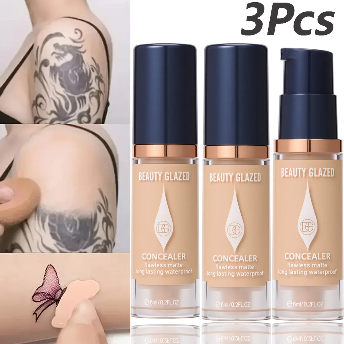 3-Pc Full Coverage Concealer Foundation Set – Waterproof Matte Concealer Foundation Set QXL