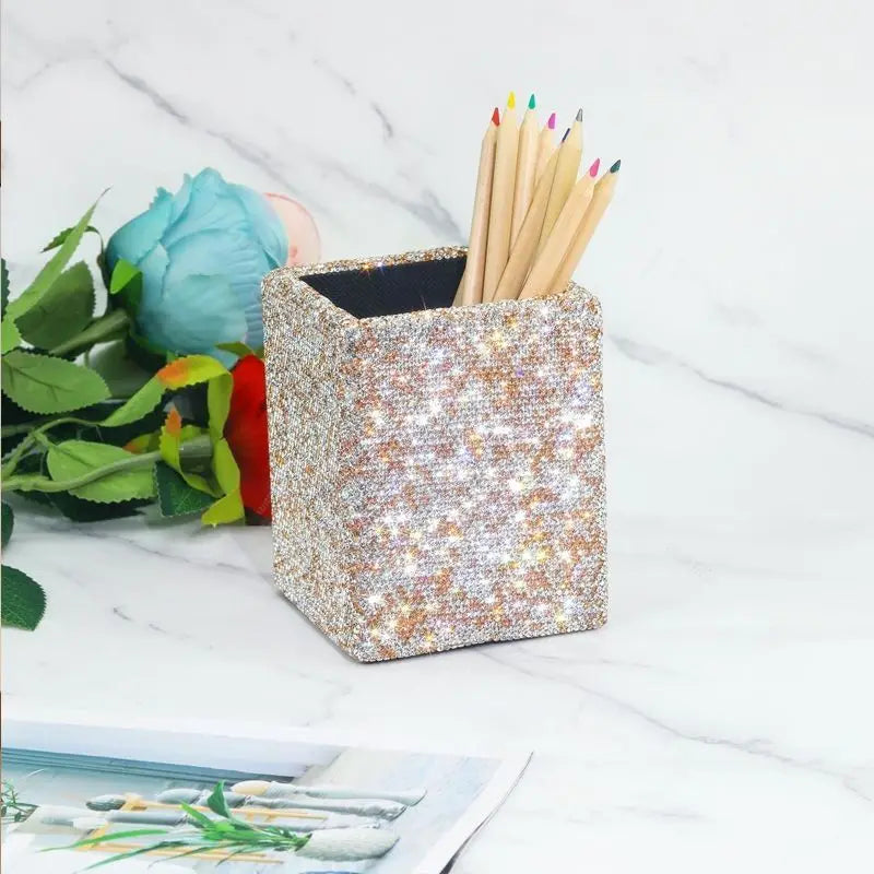 Diamond Makeup Brush Holder Cylinder | Korean Nordic Style Makeup Brush Holder QXL