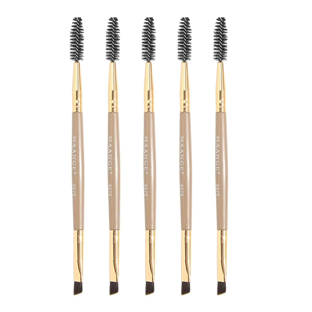 MAANGE 5-Pc Double-Ended Eyebrow & Eyeshadow Brush Set Eye Makeup Brush Set QXL 5pcs Gold