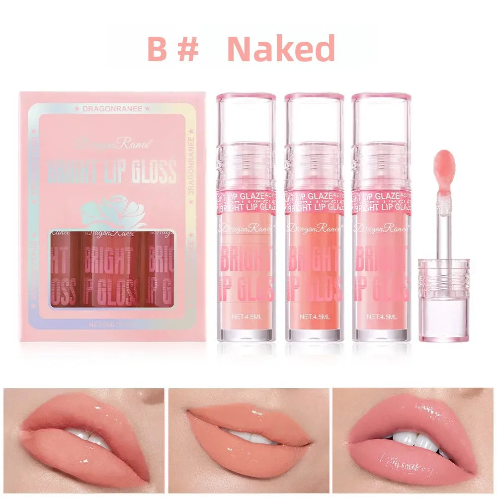 Dragon Ranee 3-Pc Glossy Lip Gloss Set | Pearlescent & Moisturizing Lip Gloss Set QXL