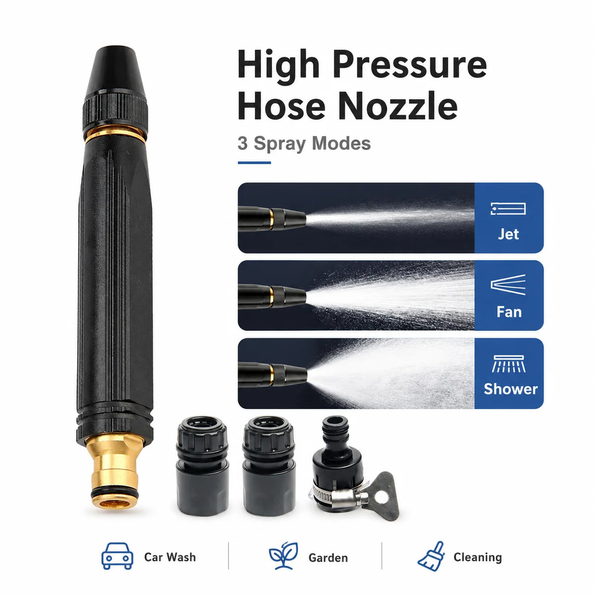 8X Booster High-Pressure Car Wash Spray Gun | 3/4" Hose Nozzle Hose Spray Gun QXL