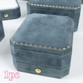Octagonal Lake Blue Velvet Jewelry Gift Box | Earrings & Bracelet Jewelry Gift Box QXL Blue Pendant box1pc