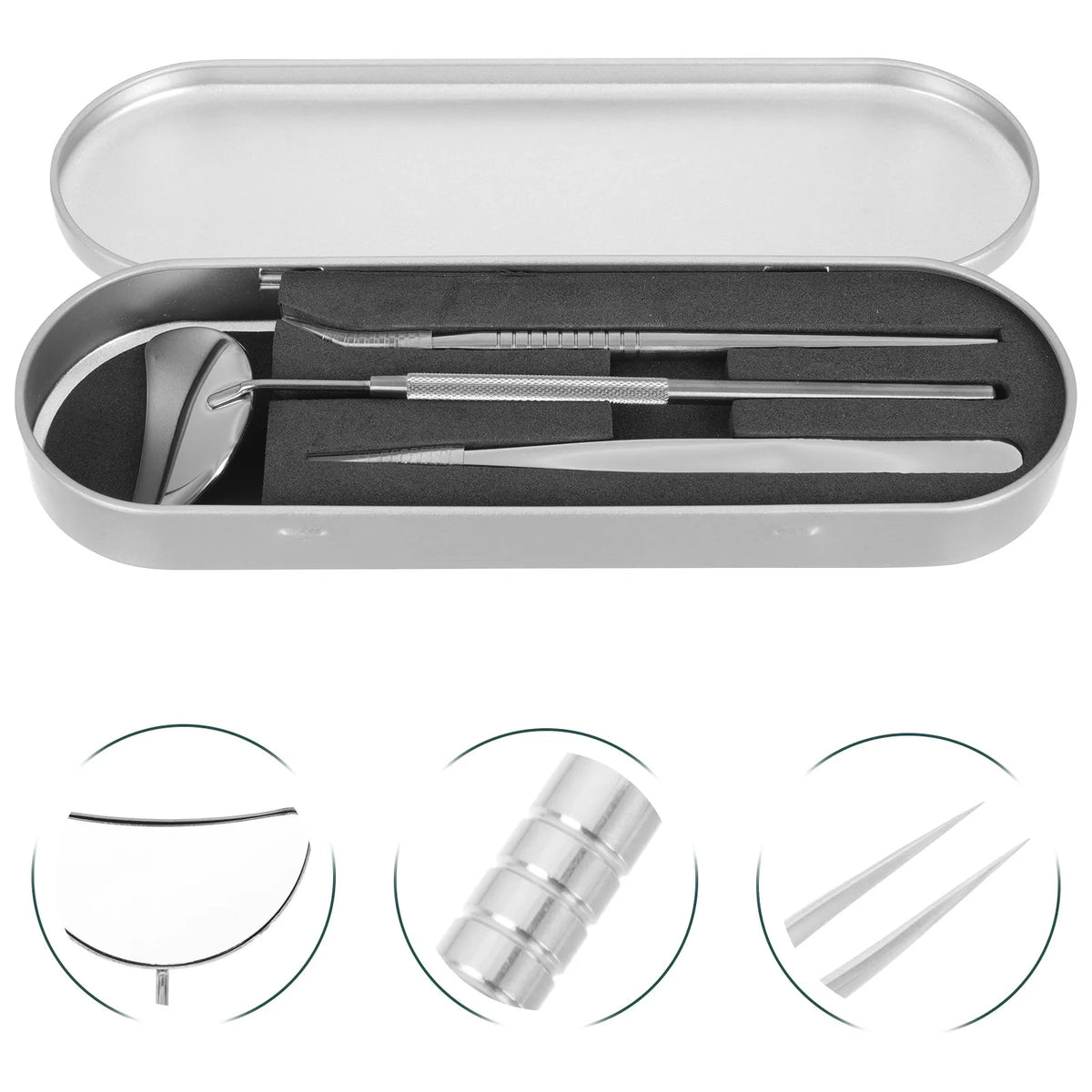 Eyelash Extension Kit – Steel Tweezers, Stick & Anti-Fog Mirror Lash Extension Tool Set QXL