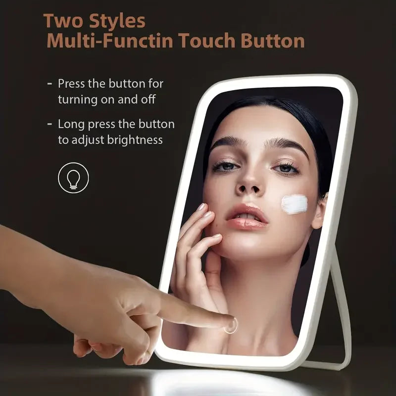 LED Makeup Mirror with Stand | 3-Colour Lights & Foldable LED Makeup Mirror QXL