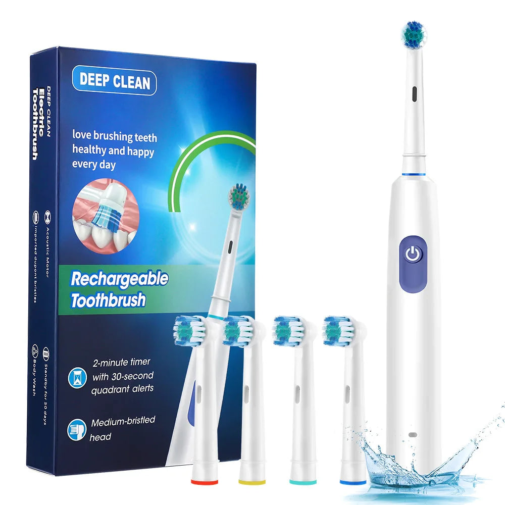 Smart Rotating Electric Toothbrush | 5 Modes, 4 Heads & Timer Electric Toothbrush QXL
