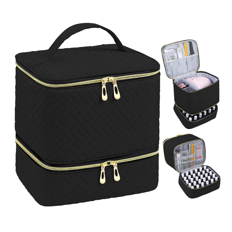 30-Compartment Double Layer Nail Polish & Cosmetic Storage Bag Nail Polish Storage Bag QXL