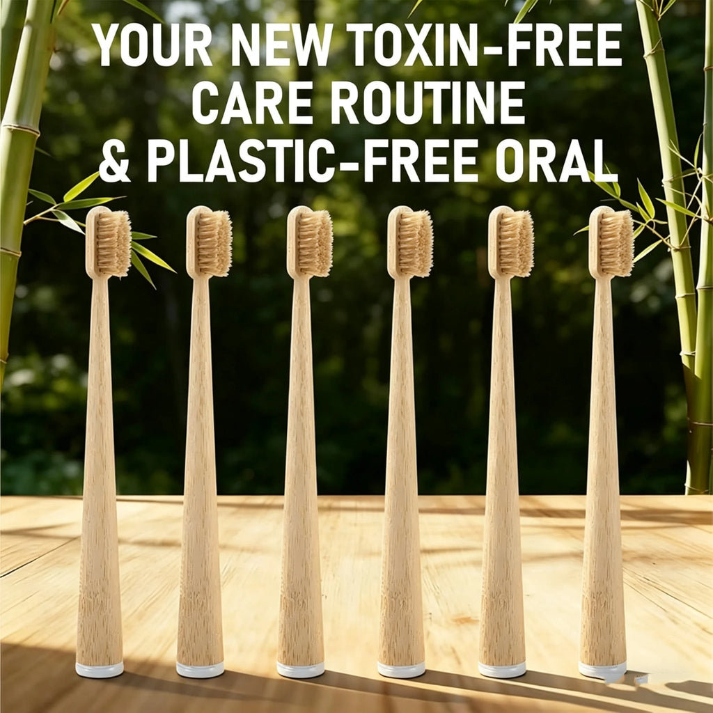 Bamboo Boar Bristle Toothbrush 5-Pack | Eco Compostable Bamboo Toothbrush QXL