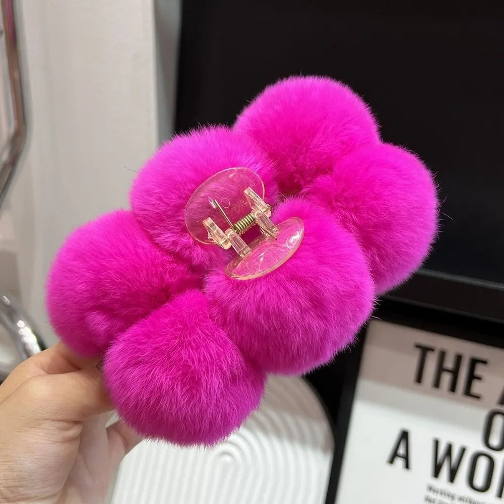 Multifunctional Plush Claw Hair Clip | High-End Styling Accessory Claw Hair Clip QXL Rose Red