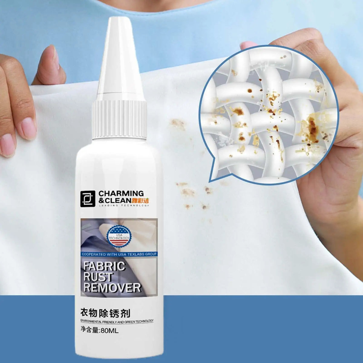 Fabric Rust Stain Remover 80ml | Safe Laundry Cleaning Liquid Fabric Stain Remover QXL