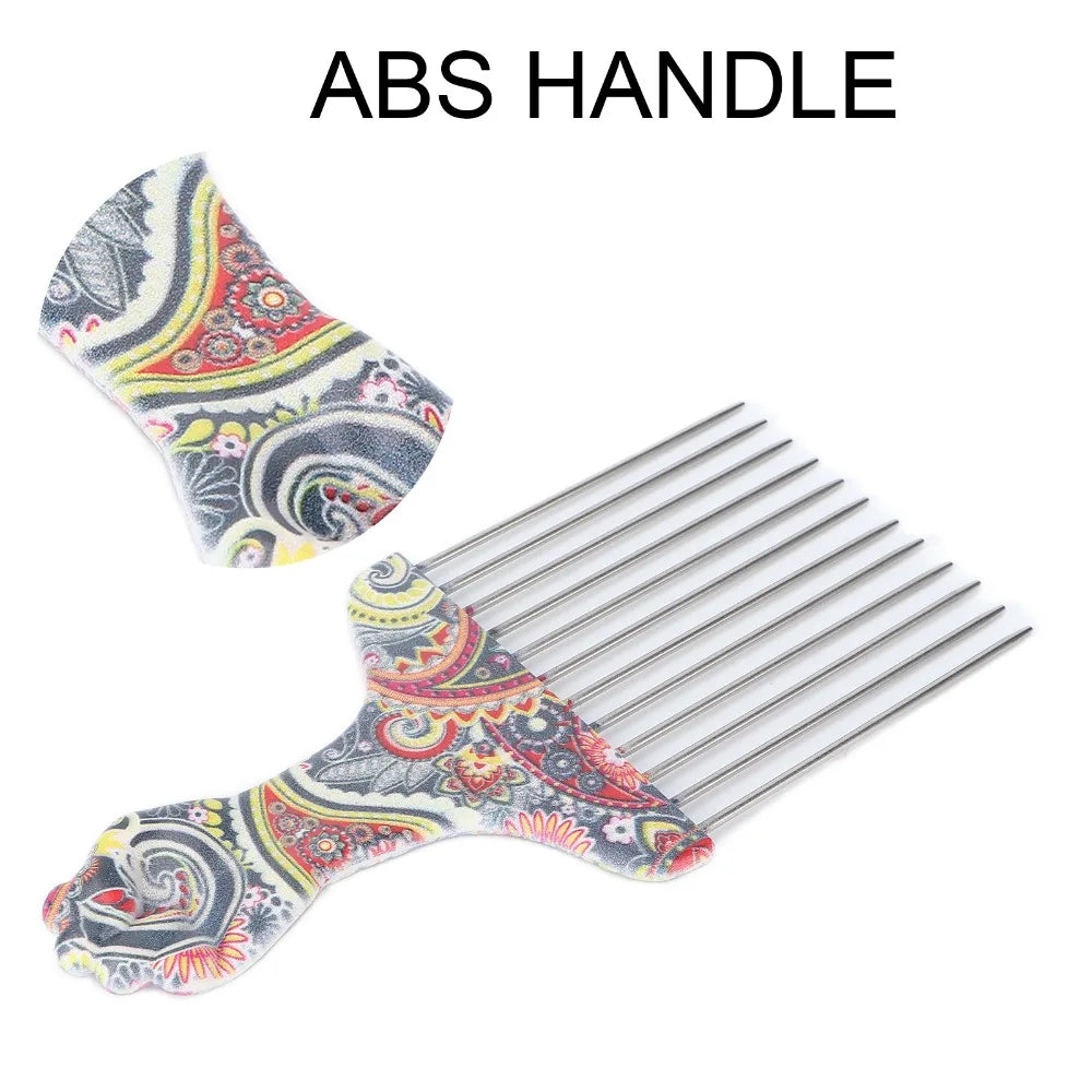 2-Pack Stainless Steel Afro Hair Pick Combs | Wide Tooth Hair Pick Comb QXL