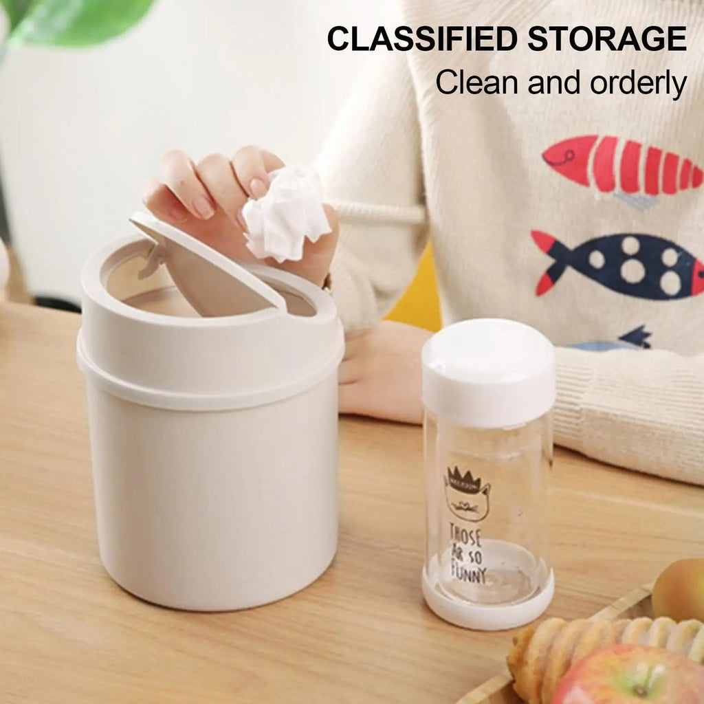 Mini Desktop Trash Can with Flip Lid | Portable Wastebasket Desktop Trash Can QXL
