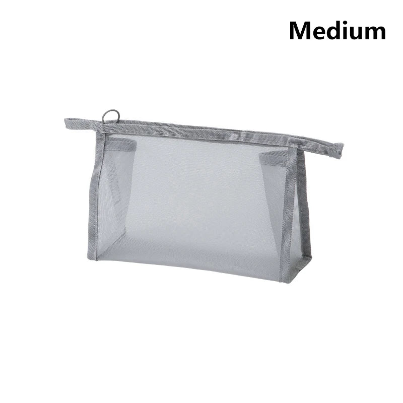 Nylon Mesh Cosmetic Bag | Zipper Pouch Small Medium Large Mesh Cosmetic Bag QXL B2
