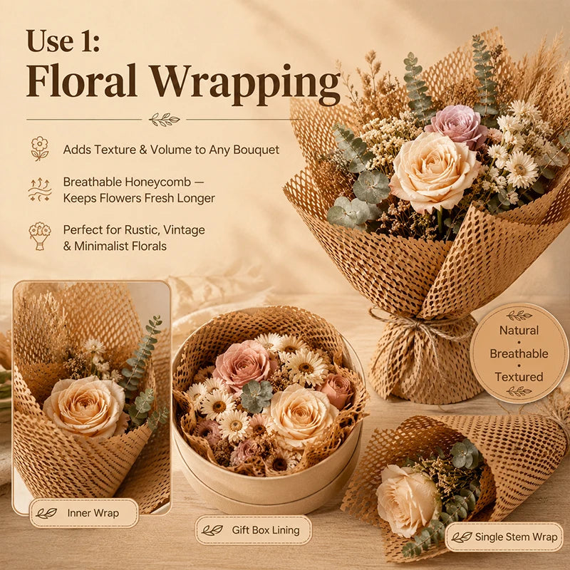 Brown Honeycomb Packaging Paper Roll | Eco Cushioning Wrap Cushioning Wrap Roll QXL