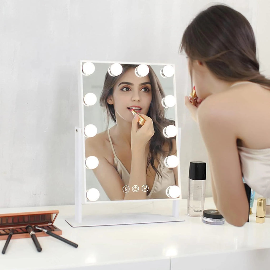Hollywood Vanity Mirror 12 LED Bulbs | 3 Color Lights 360° LED Vanity Mirror QXL