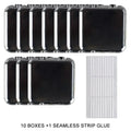 10-Pack Clear Acrylic Press-On Nail Storage Boxes + Adhesive Nail Storage Box QXL 10Pcs Black Set