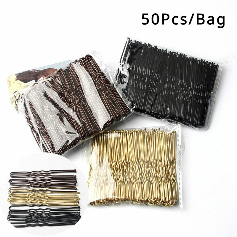 50-Pack U-Shaped Wavy Metal Hair Pins | Bobby Pins 5/6/7cm Metal Hair Pins QXL