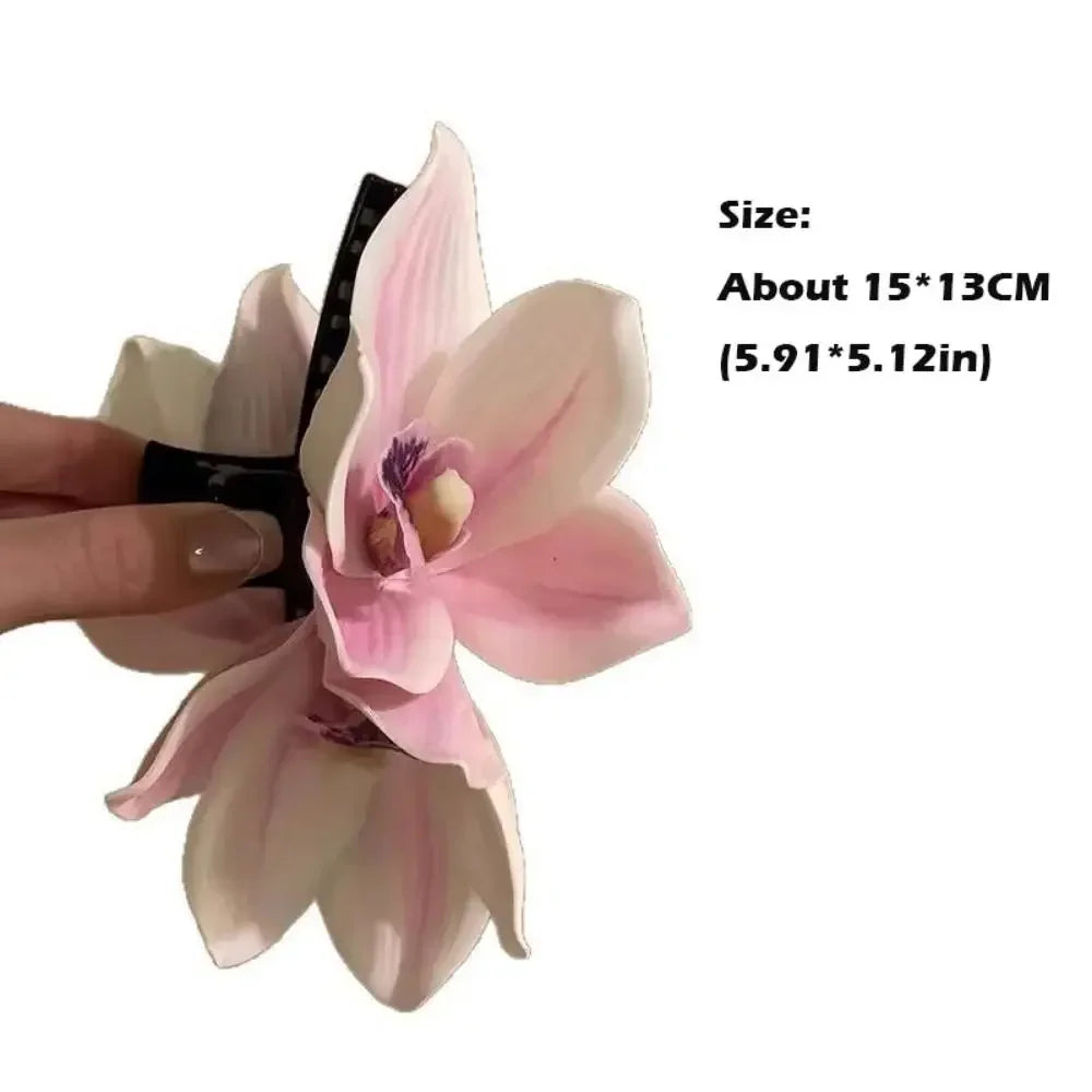 Large Orchid Flower Claw Clip | Tropical Frangipani Hair Clip Floral Claw Clip QXL