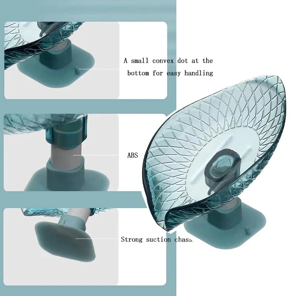 2-Pack Leaf Soap Dish with Suction Cup | Self-Draining Tray Soap Dish QXL